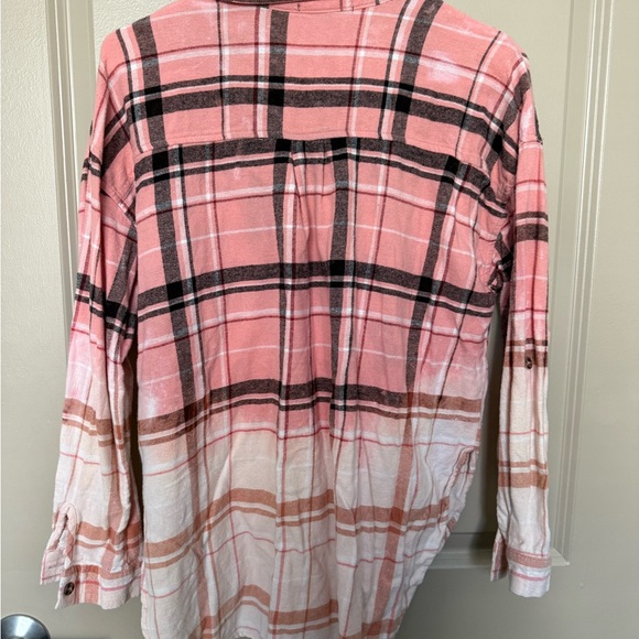 Pink and White Plaid Button-Up Shirt - Picture 2 of 2